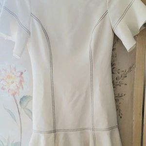 Cinq À Sept White Dress with Black stitch trim Size 2